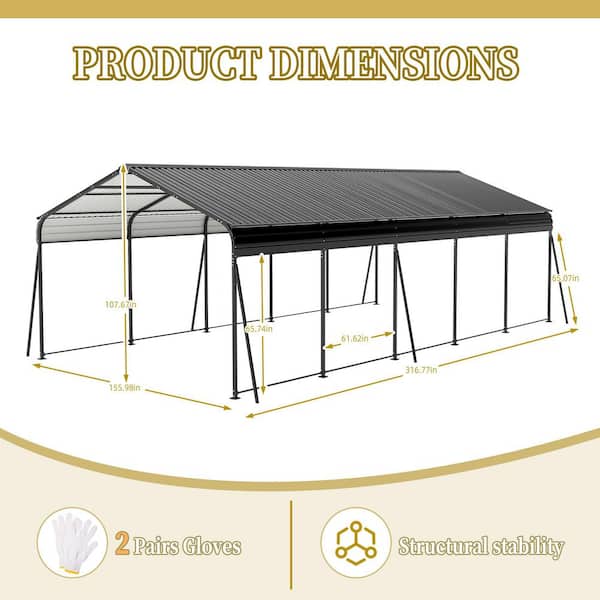 Campcraft 13 x 26.5 ft. Carport, 0. 25mm Thick, with Protective Film to Prevent Scratching