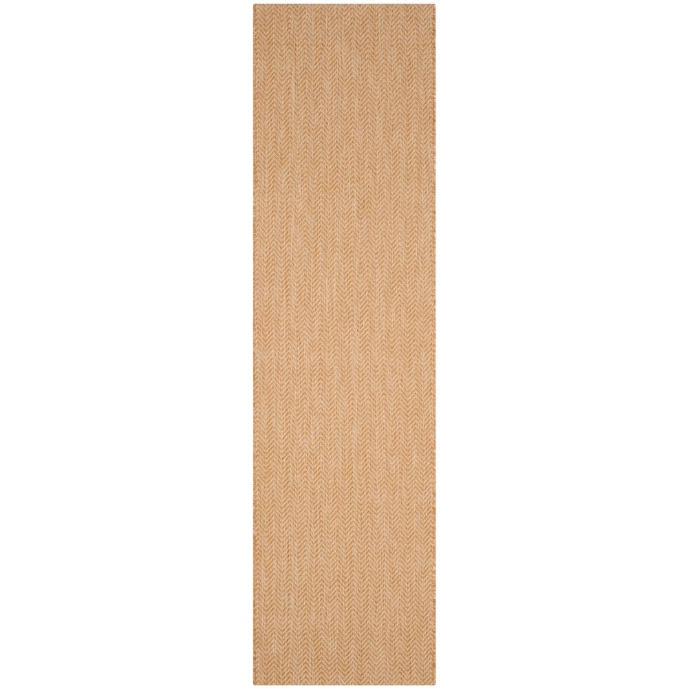 Courtyard Natural/Cream 10 ft. x 14 ft. Chevron Solid Color Indoor/Outdoor Area Rug