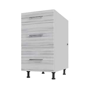 Miami White Wash Matte Flat Panel Stock Assembled Base Kitchen Cabinet 3 DR Base 18 In.x 34.5 In.x 27 In.