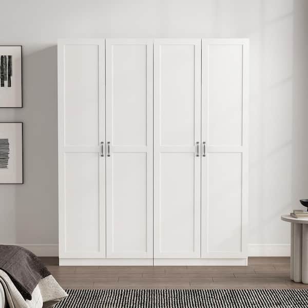 Cornelia White 71.11 in. 2-Piece Modern Accent Storage Closet Set with 8 Fixed and Adjustable Shelves