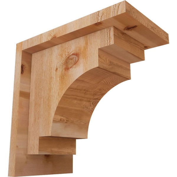 Ekena Millwork 6 in. x 10 in. x 10 in. Western Red Cedar Mediterranean Rough Sawn Corbel with Backplate