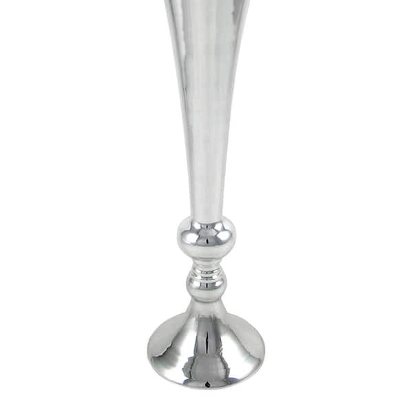 20 in. Silver Metal Trumpet Table Flower Vase Decorative Centerpiece