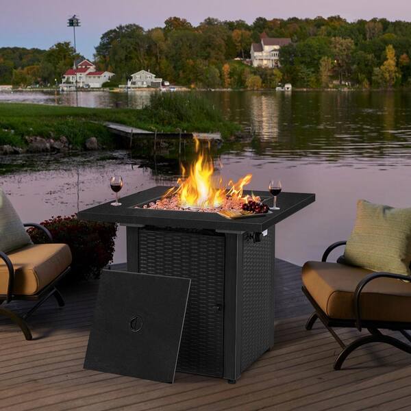 Square Propane Fire Pit Table Patio, Can You Use A Gas Fire Pit On Covered Porch