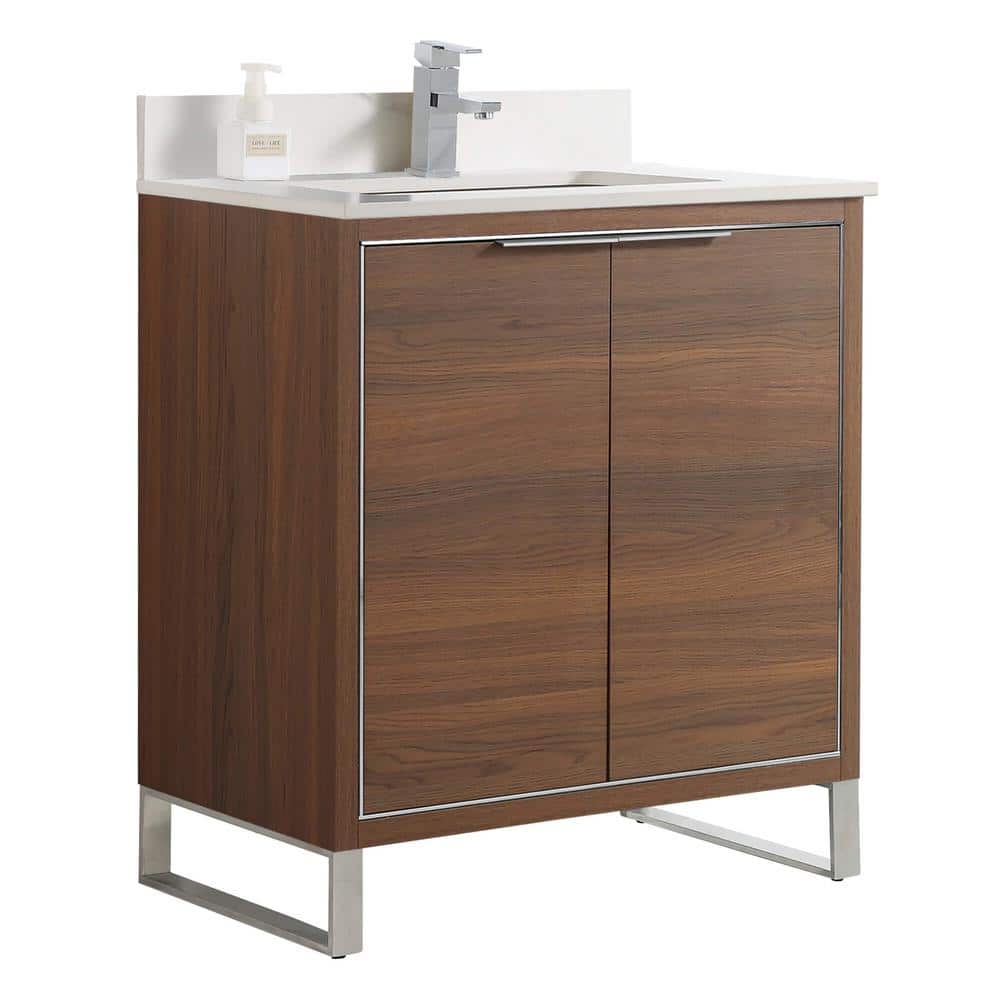 Opulence 30 in. W x 18 in. D x 33.5 in. H Bath Vanity in Walnut Ebony with White Carrara Single sink Top price history on PriceWatchPro