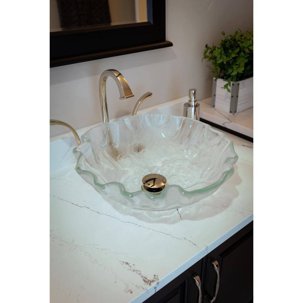 Clear Wavy Textured Glass Above-Counter Vessel Sink