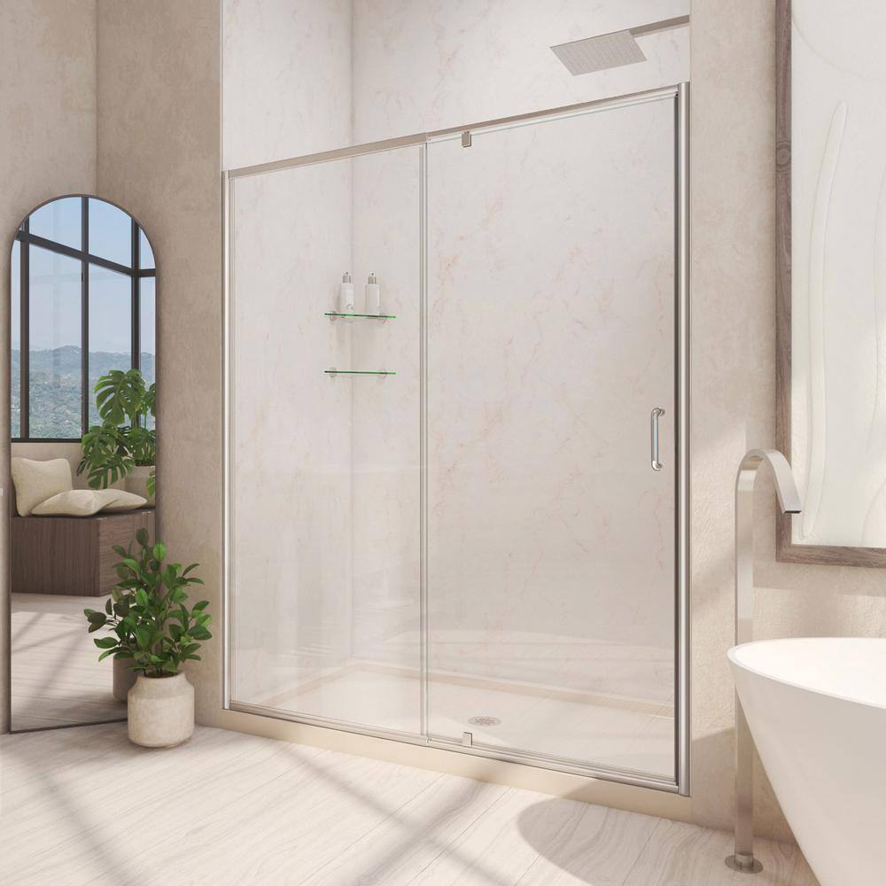 Flex 42 in. x 72 in. Semi-Frameless Pivot Shower Door in Brushed Nickel Finish with 42 in. x 34 in. Base in Biscuit price history on PriceWatchPro