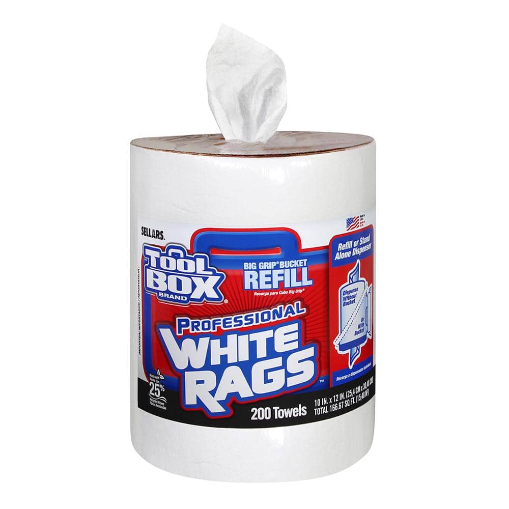 TOOLBOX 200-Count Professional White Rags Refill 5820704 - The Home Depot