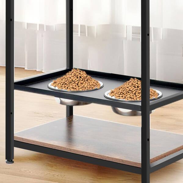 cenadinz Dog Feeding Station 3 Height Adjustable Raised Dog Bowls Dog  Feeder Station Storage with Shelves in Black Plus Vintage YSGCW168701 - The  Home Depot