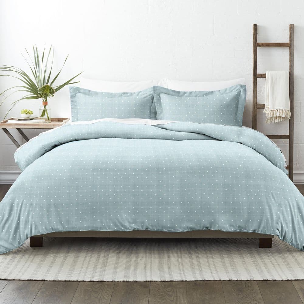 Aqua Polka Dot Microfiber Queen Bedspread Cover Set