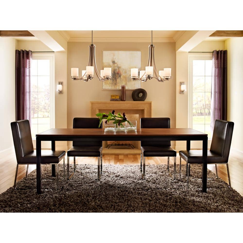 Hendrik 21.5" 5-Light Brushed Nickel Chandelier with Satin Etched Glass