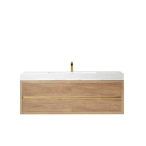 Palencia 60 in. W x 20 in. D x 23.6 in. H Bath Vanity in North American Oak with White Integral Composite Stone Top