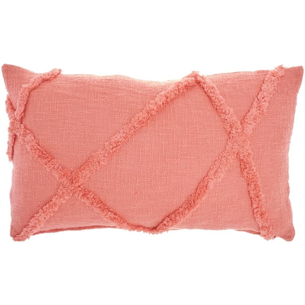 Mina Victory Lifestyles Coral Geometric 14 in. x 24 in. Rectangle Throw Pillow