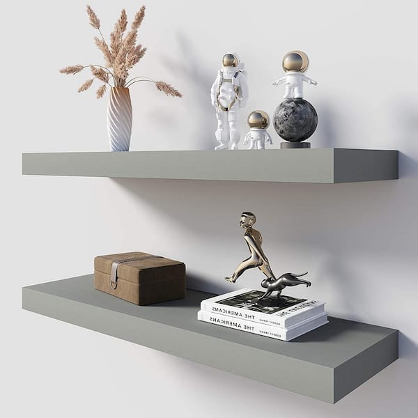 Cubilan 24 in. W x 6 in. D Grey Wood Composite Decorative Wall Shelf
