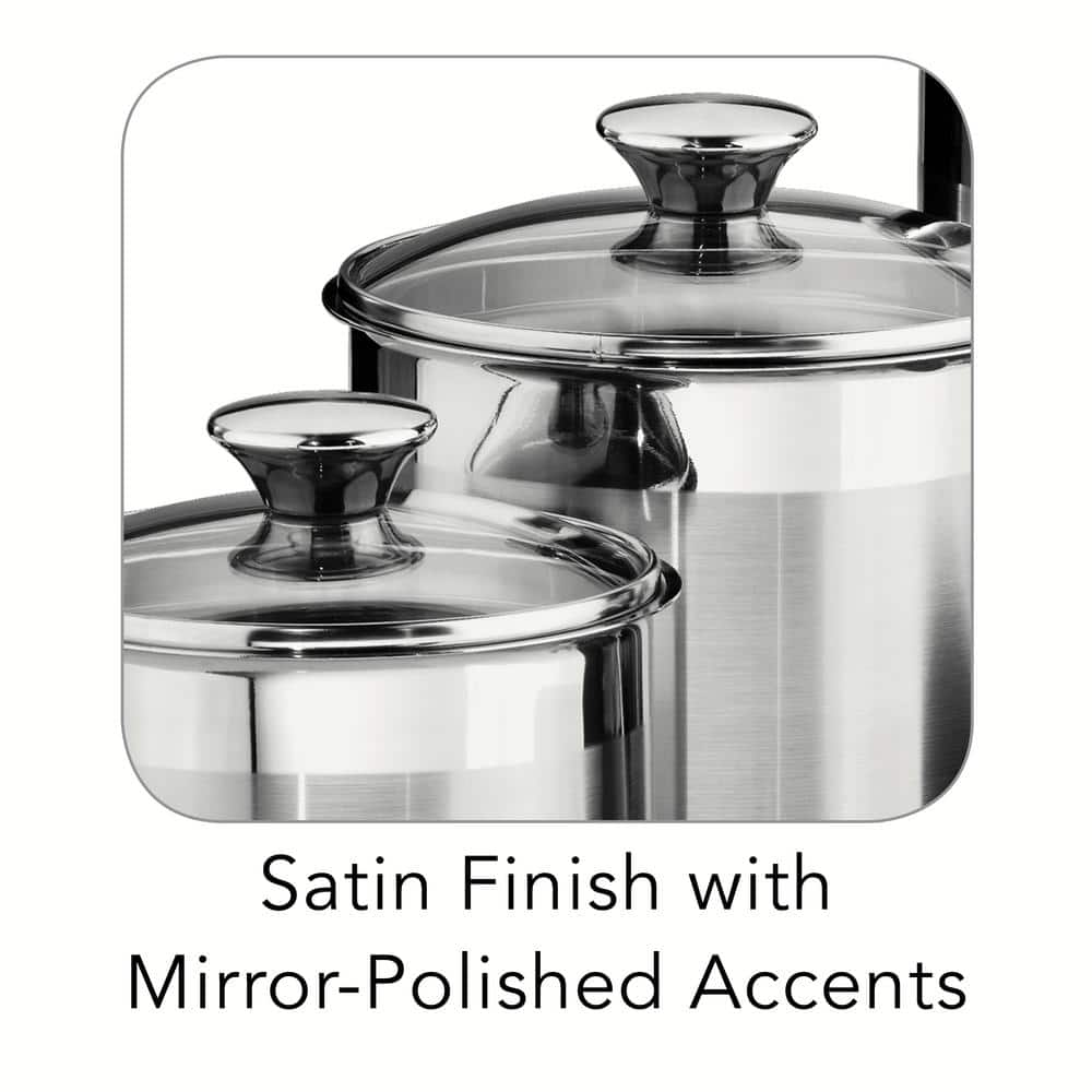 Stainless Steel 8-Piece Canister and Scoop Set with Glass Lids