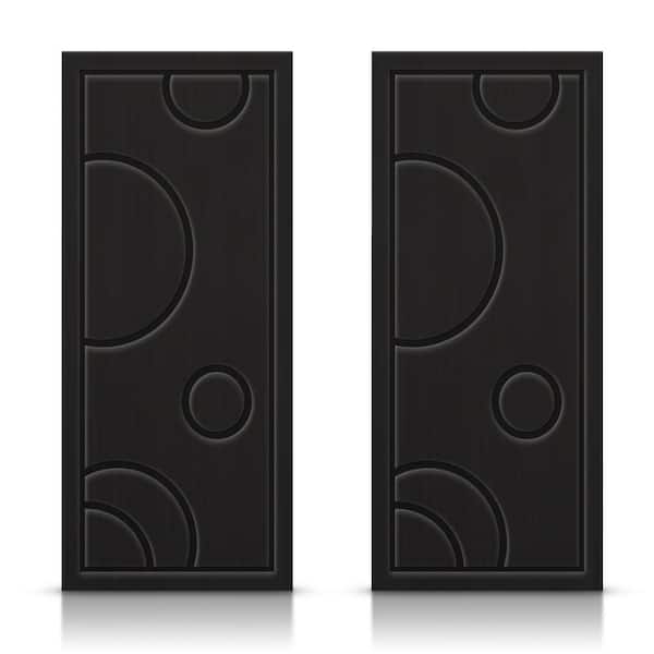 CALHOME 48 in. x 80 in. Hollow Core Black Painted Composite MDF Interior Double Closet Sliding Doors