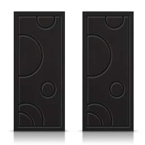 60 in. x 80 in. Hollow Core Black Painted Composite MDF Interior Double Closet Sliding Doors