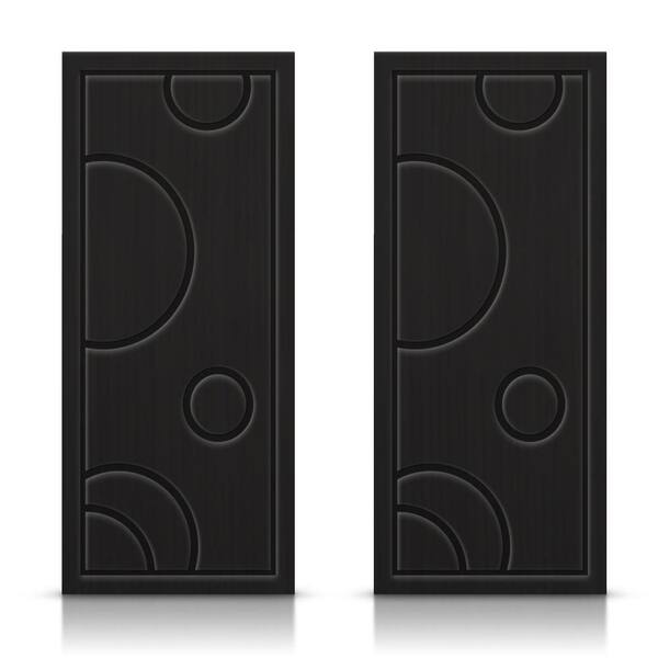 CALHOME 72 in. x 96 in. Hollow Core Black Painted Composite MDF Interior Double Closet Sliding Doors