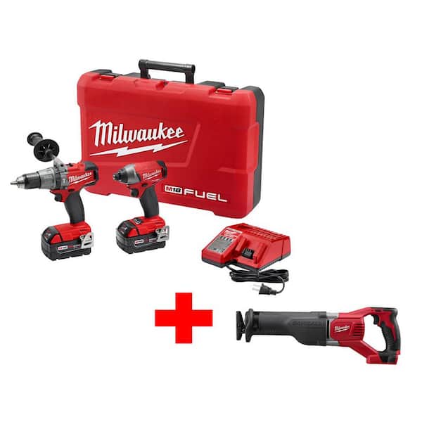 Milwaukee M18 FUEL 18V Cordless Lithium-Ion Brushless Hammer Drill/Impact Combo Kit with Free M18 Sawzall
