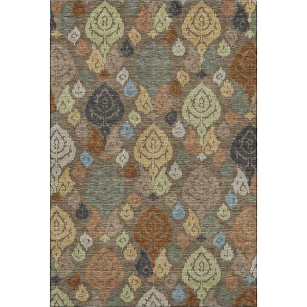 Mayfield Premium Machine Washable Abstract AMF2460 Chocolate 10 ft. x 14 ft. Area Rug
