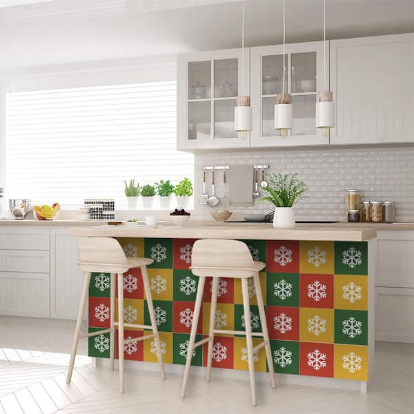 Orange, Green, Yellow CN06 8 in. x 8 in. Vinyl Peel and Stick Tile (24 Tiles, 10.67 sq. ft./Pack)