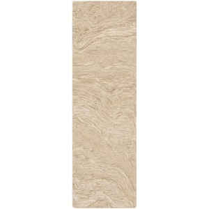 Graceful Taupe 2 ft. x 8 ft. Abstract Contemporary Runner Area Rug