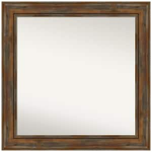 Alexandria Rustic Brown 32 in. x 32 in. Non-Beveled Rustic Square Wood Framed Wall Mirror in Brown