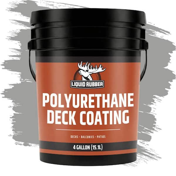 Polyurethane Deck Coating 4 Gal. 10x Stronger than Paint - Sealant for Pool Decks, Patios, Porches - Smooth Misty Gray