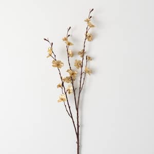 39 .25 in. H Artificial Metallic Gold Blossom and Leaf Spray
