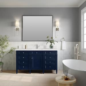 Brittany 60.0 in. W x 23.5 in. D x 34.0 in. H Bathroom Vanity in Victory Blue with White Zeus Silestone Quartz Top