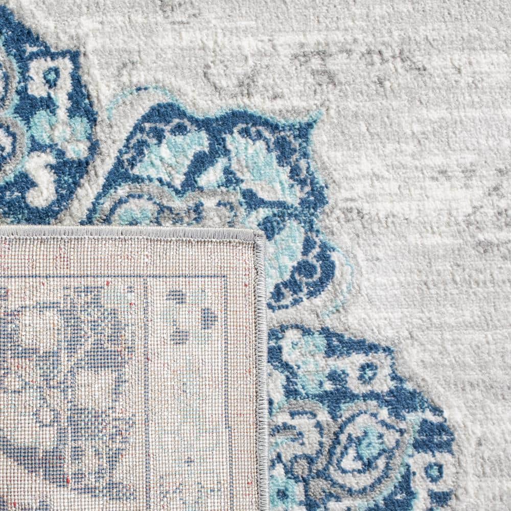Elegant Gray 3' x 3' Square Hand-Knotted Synthetic Area Rug