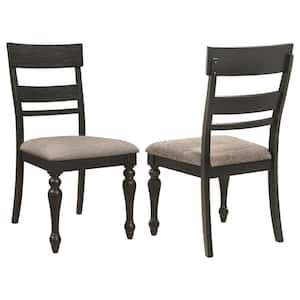 Bridget Stone Brown and Charcoal Sand Through Ladder Back Dining Side Chair (Set of 2)