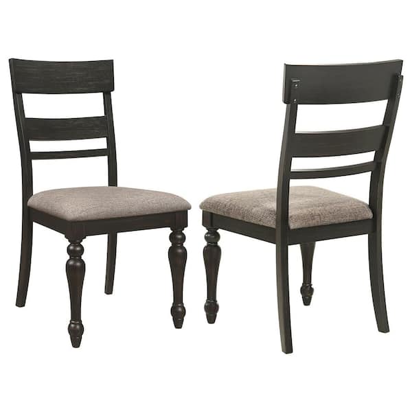 Coaster Bridget Stone Brown and Charcoal Sand Through Ladder Back Dining Side Chair (Set of 2)