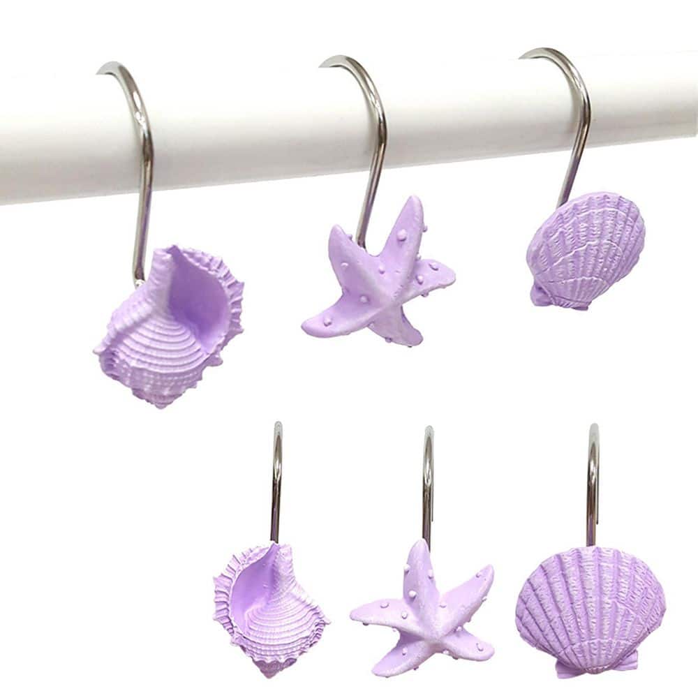Seashell Decorative Shower Curtain Hooks, 12-Piece Coastal Beach Themed Rust-Proof Resin and Alloy Rings price history on PriceWatchPro
