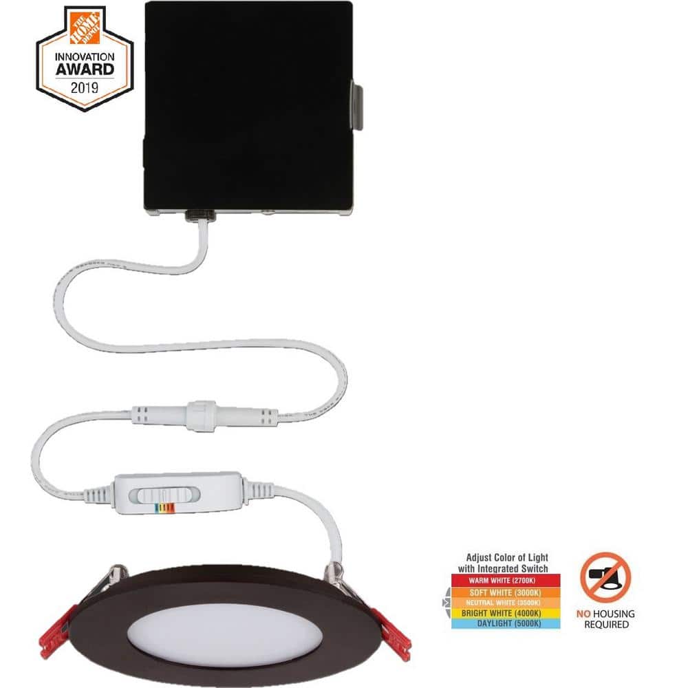 Ultra Slim Integrated LED 4 in Round Adj Color Temp Canless Recessed Light 