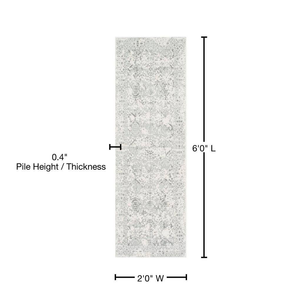 Ivory and Gray Synthetic Reversible Runner Rug, 2' x 6'