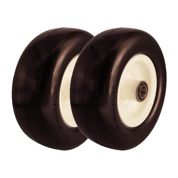 Ogracwheel 9x3.50-4 Flat Free Tire 1/2 and 5/8 Bearings, 3.5"- 5" Center Hub, Set of 2