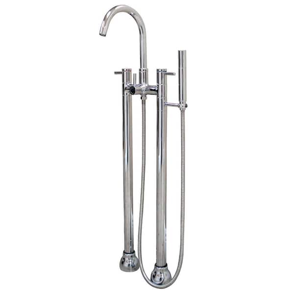 Universal Tubs Diamond 3-Handle Claw Foot Tub Faucet with Hand Shower in Polished Chrome