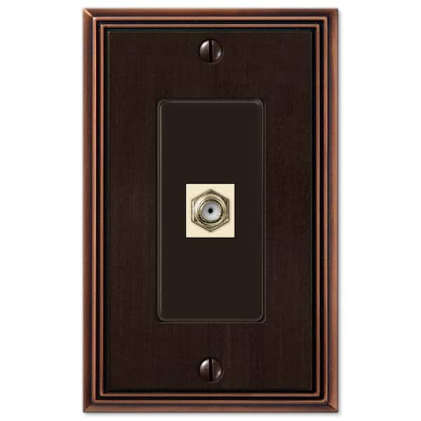AMERELLE Rhodes 1 Gang Coax Metal Wall Plate - Aged Bronze