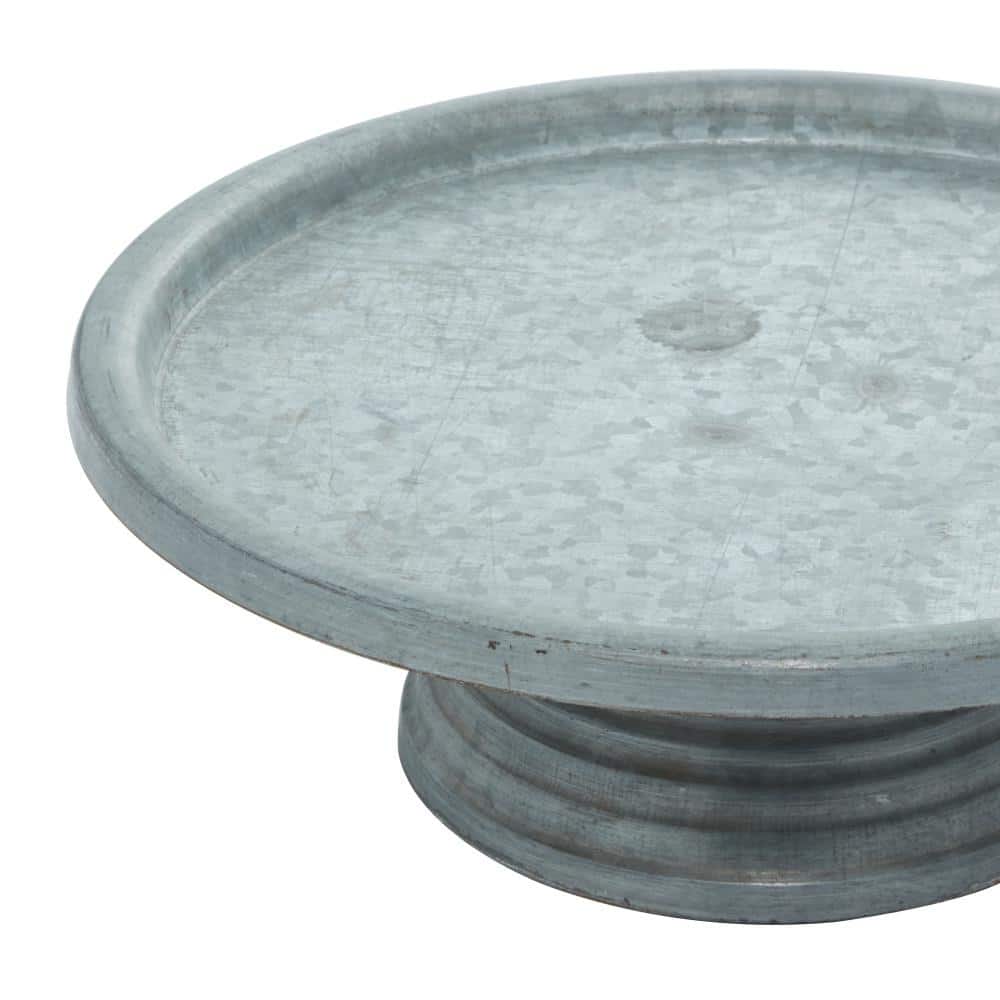 Gray Galvanized Metal Decorative Cake Stand, 14"