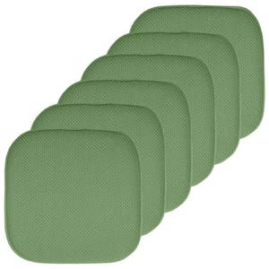 Green, Honeycomb Memory Foam Square 16 in. x 16 in. Non-Slip Back Chair Cushion (6-Pack)