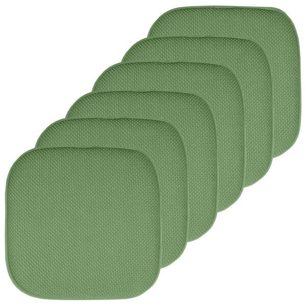 Sweet Home Collection Green, Honeycomb Memory Foam Square 16 in. x 16 in. Non-Slip Back Chair Cushion (6-Pack)