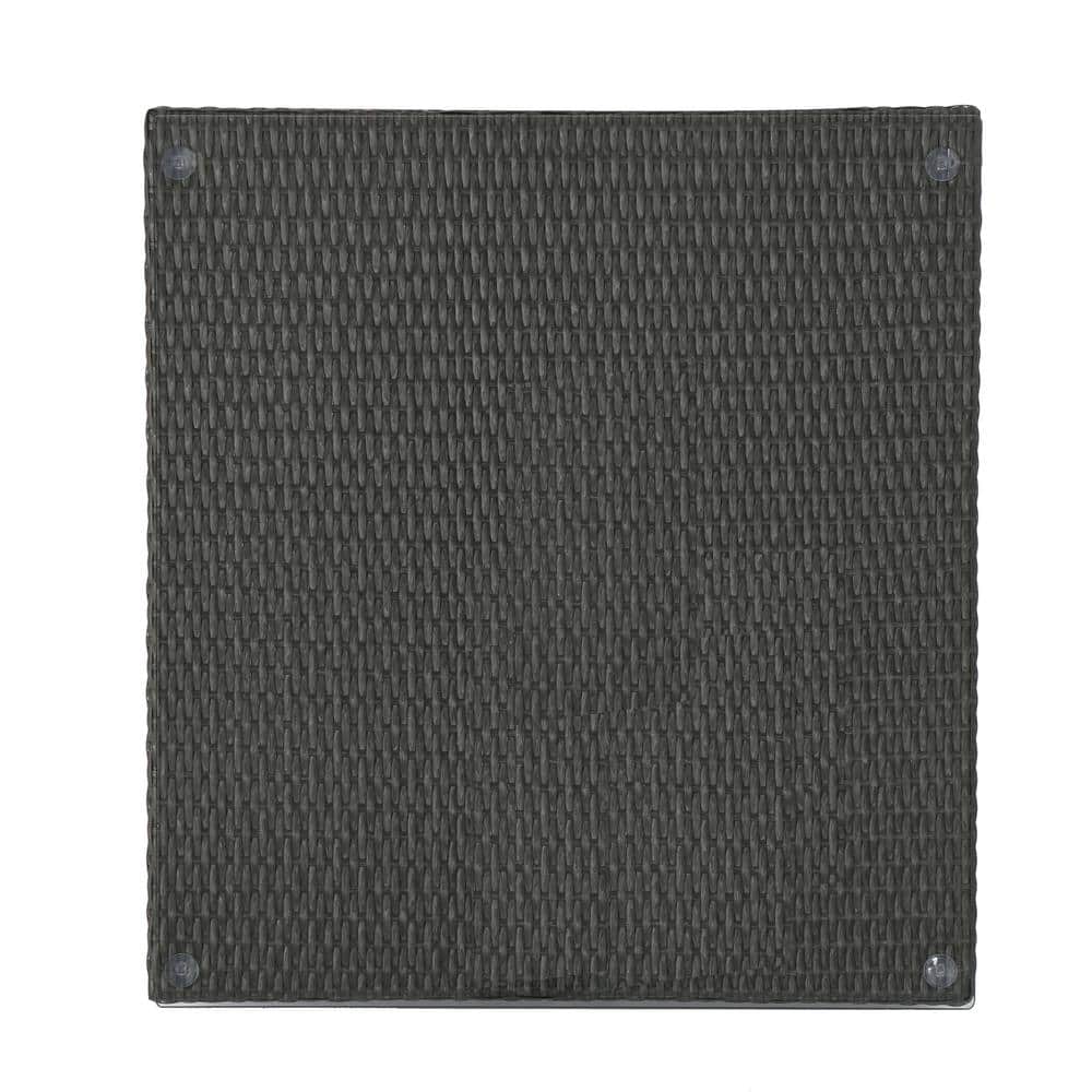 Gray Aluminum Wicker Outdoor Coffee Table with Glass Top