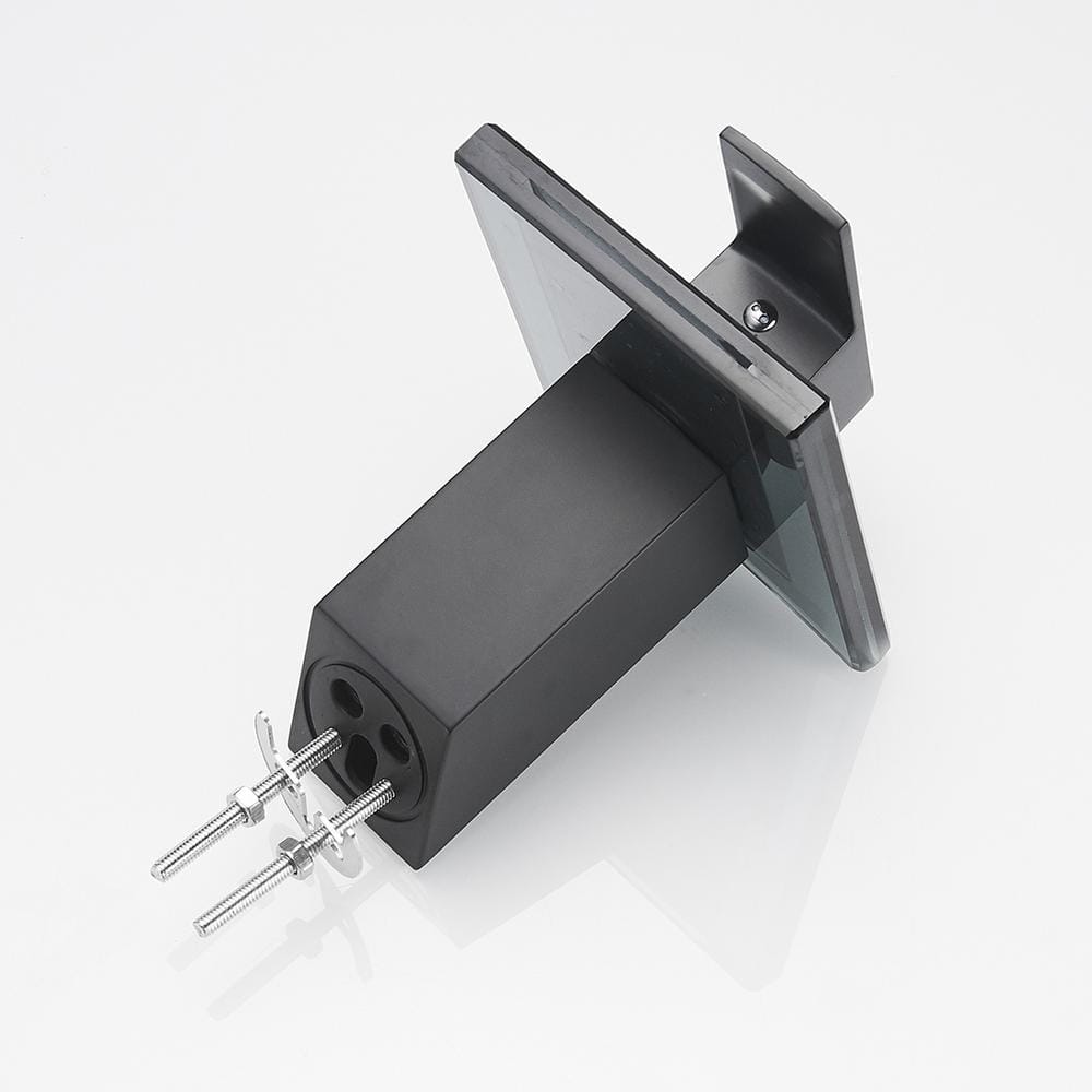 Matte Black Glass Waterfall Bathroom Faucet with Brass Handle