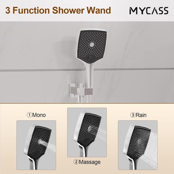 MYCASS 14 in. Single-Handle 3-Spray Rectangle Rain Shower MYCASS 14 in. Single-Handle 3-Spray Rectangle Rain Shower