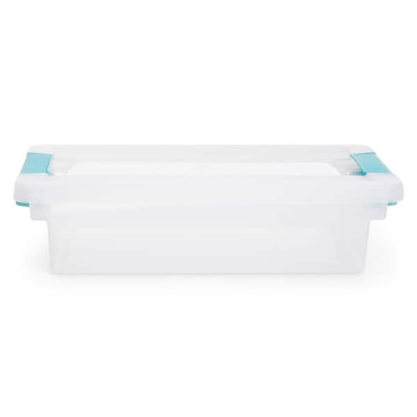 https://images.thdstatic.com/productImages/dc7fcd22-27d7-4fd2-bfb8-1848727083a0/svn/clear-with-aqua-chrome-latches-sterilite-storage-bins-6-x-19618606-e1_600.jpg