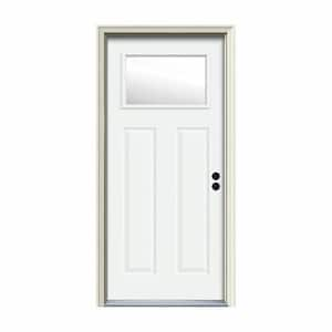 JELD-WEN 36 in. x 80 in. 3 Lite Craftsman White Painted Steel Prehung ...