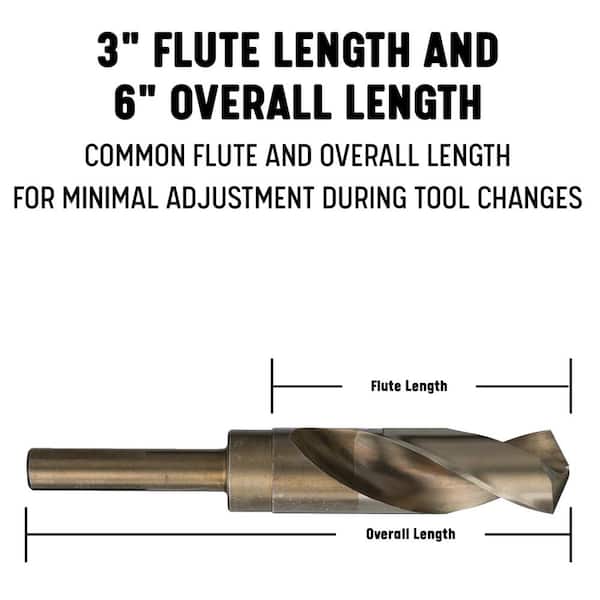 Pack of 6Pcs 3-5/8” Length of Cut 5” Overall Length 2 Flute ALTIN Coated Kodiak USA Made 3/8” Diameter Jobber Length Drill ALTIN Coated Cobalt