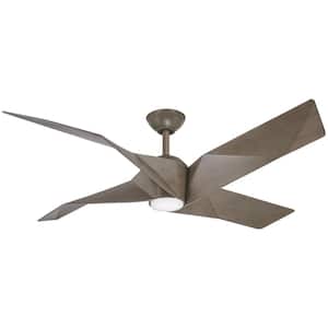 Welkin 56 in. Integrated LED Indoor Flat Wood Gray Ceiling Fan with Light