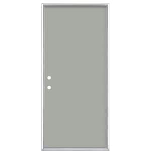 36 in. x 80 in. Flush Right-Hand Inswing Silver Clouds Painted Steel Prehung Front Door No Brickmold in Vinyl Frame