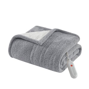 Arden Grey Polyester Electric Throw Blanket